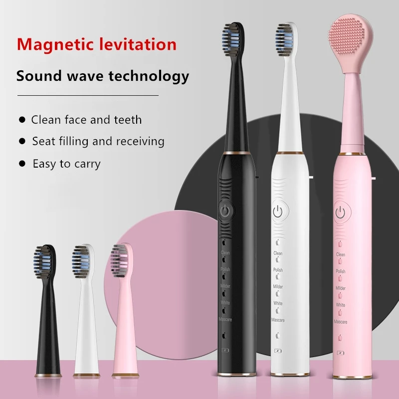 

Ultrasonic Electric Tooth Brush Anti-slip Design Fast Charging IPX7 Waterproof 5 Mode Personal Care Send Face Brush
