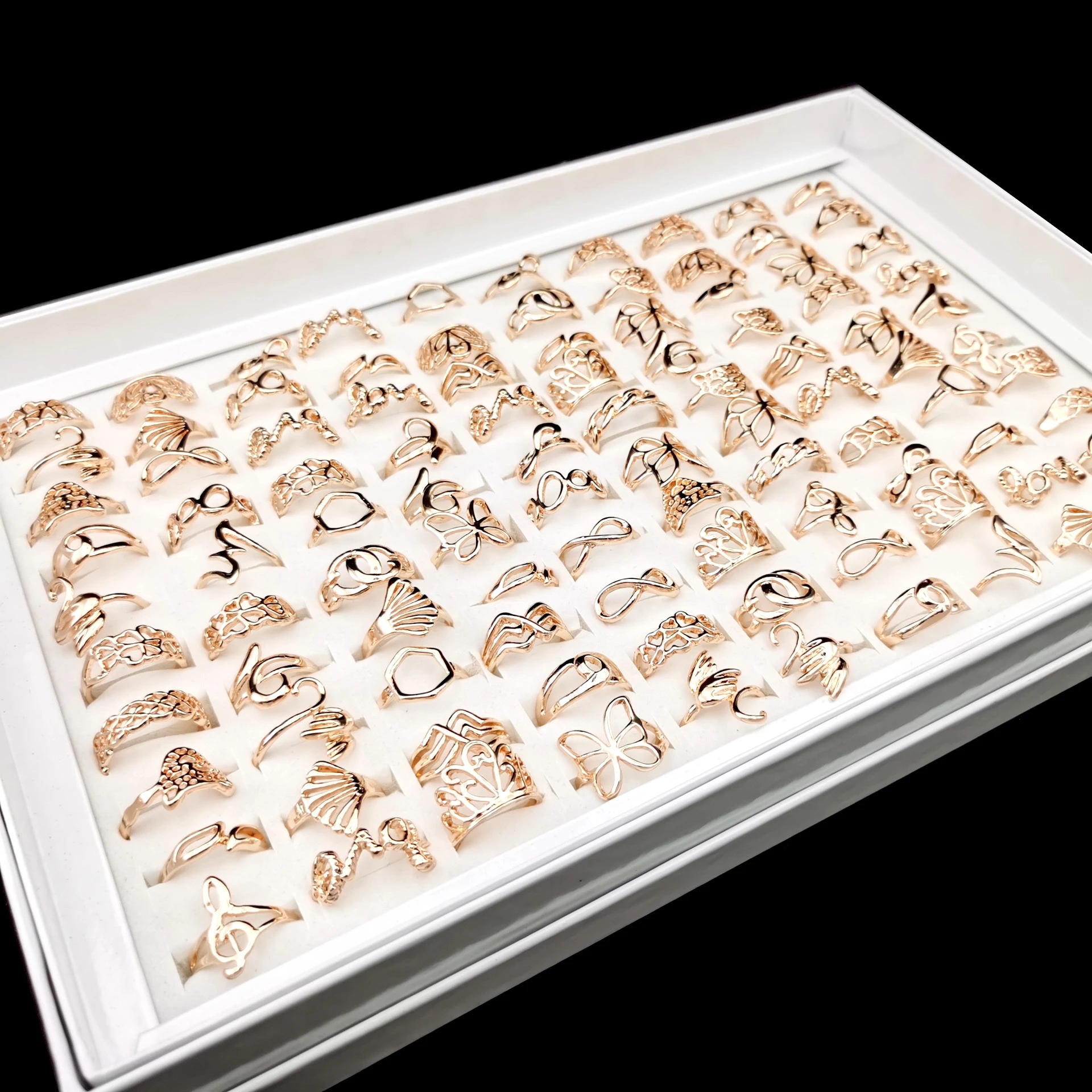 MixMax 10 шт./упак. женские кольца роза золотое покрытие ювелирные изделия вечерние