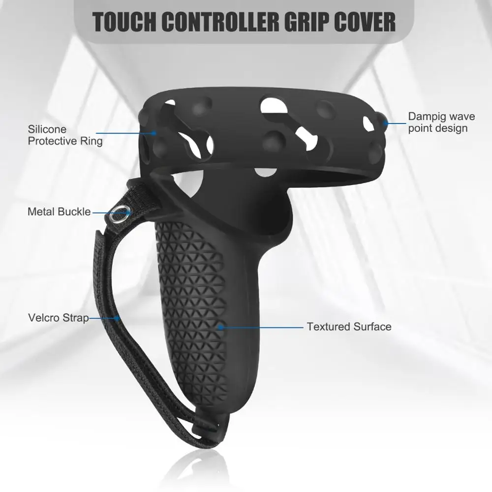 

3in1 Touch Controller Silicone Grip Ring Cover+Adjustable Hand Strap +Thumb Caps for Oculus Quest 2 VR Protective Accessories