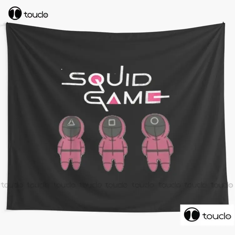 

New Chibi Squid Korean Game Tee Drama K-Drama Horror Movies Tapestry Large Tapestry For Wall Background Wall Printed Tapestry