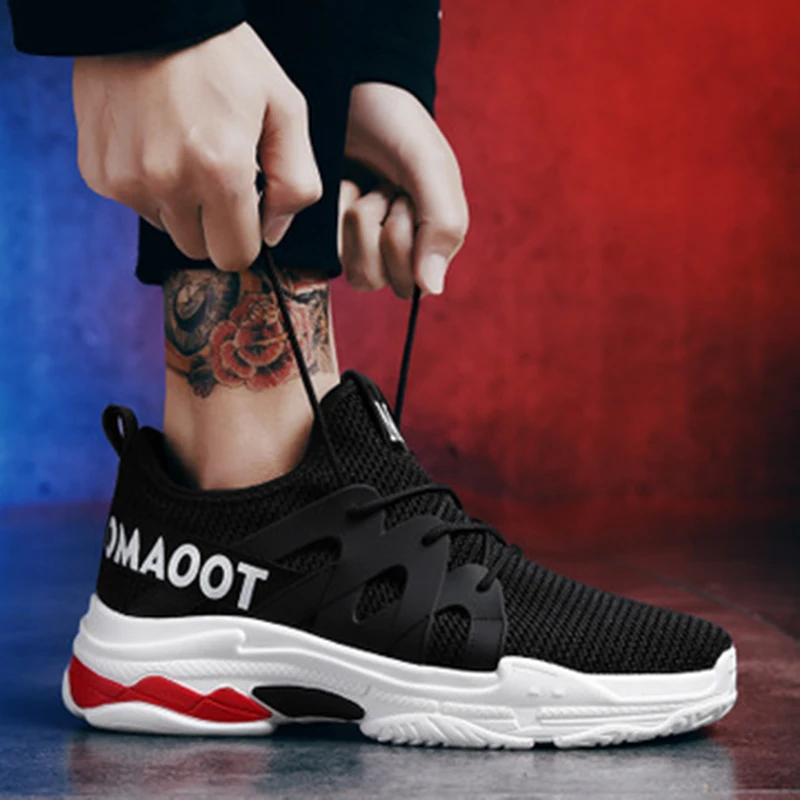 

Мужские Нескользящие кроссовки на шнуровке, дышащие однотонные кроссовки для улицы, модная удобная спортивная обувь, осень 2021