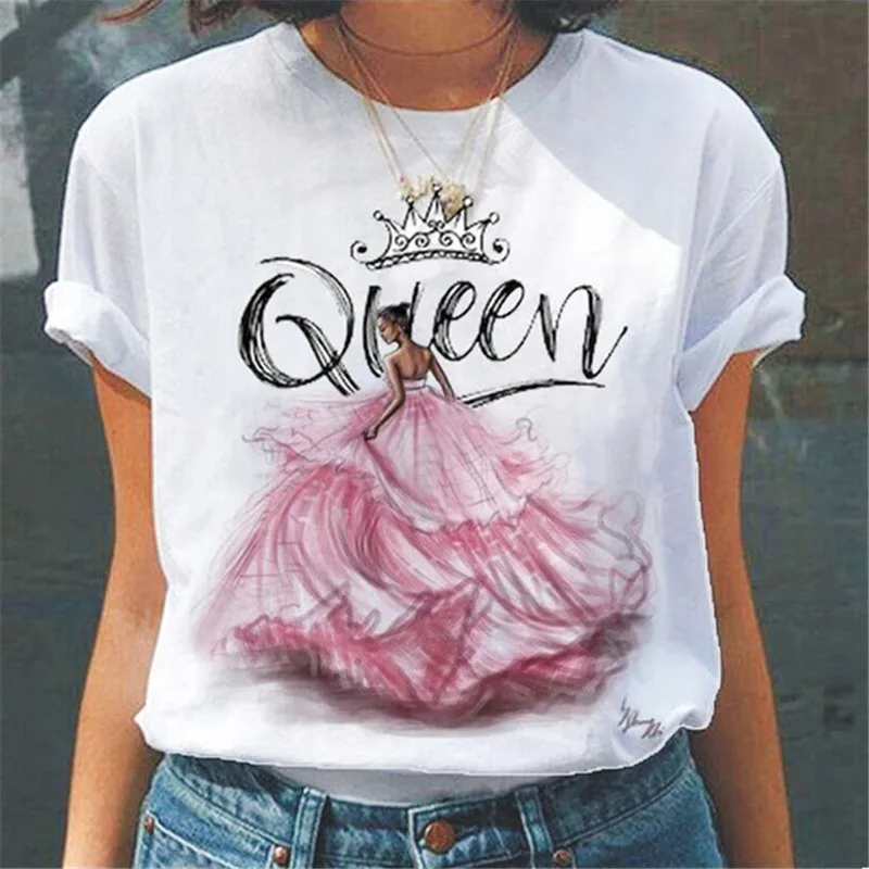 

Hot Sales Queen Female T-shirt Women Cartoon Graphic Printed T-Shirt Harajuku Korean Short Sleeves Clothes Summer Vogue Tshirts