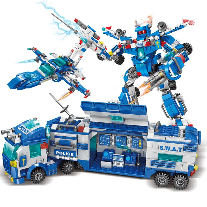 700 PCS City Police Series Building Blocks Car Mini Figures Store Blue Toys for Children Boys Train Mech Robot Toy | Игрушки и хобби