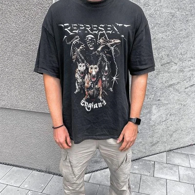 

Футболка 22SS в стиле ретро для мужчин и женщин, 100% хлопок