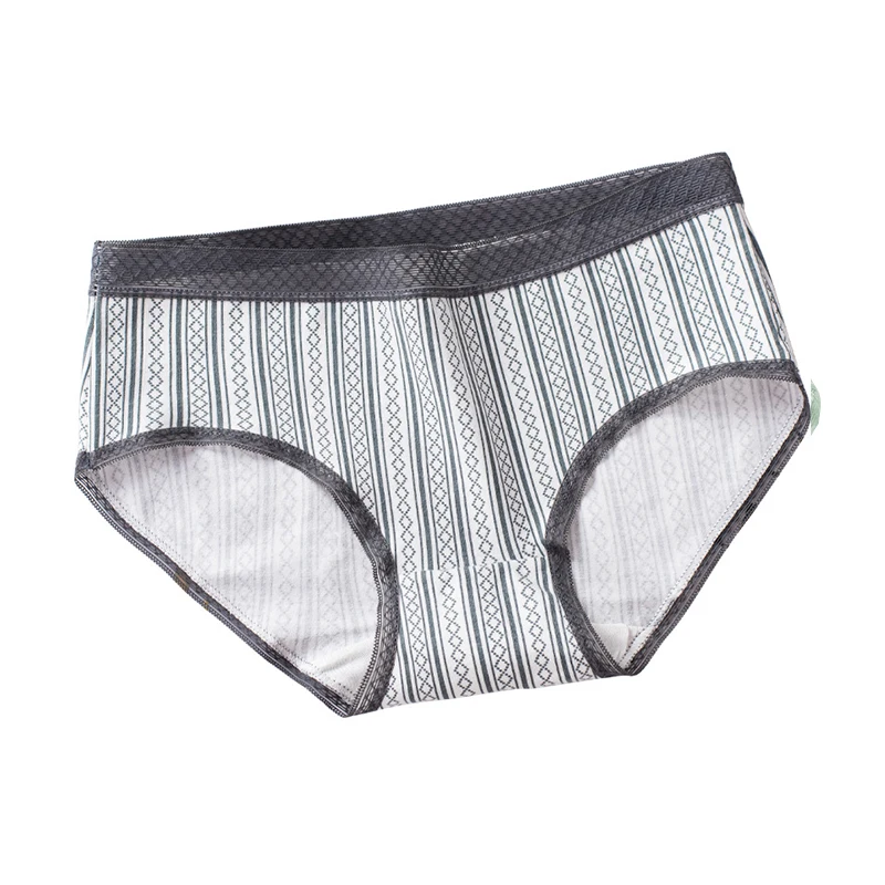 

Cotton Women's Underwear Panties Mid Waist Briefs Striped Lovely Intimates Hollow Out Seamless Underpants New Lingerie Panties
