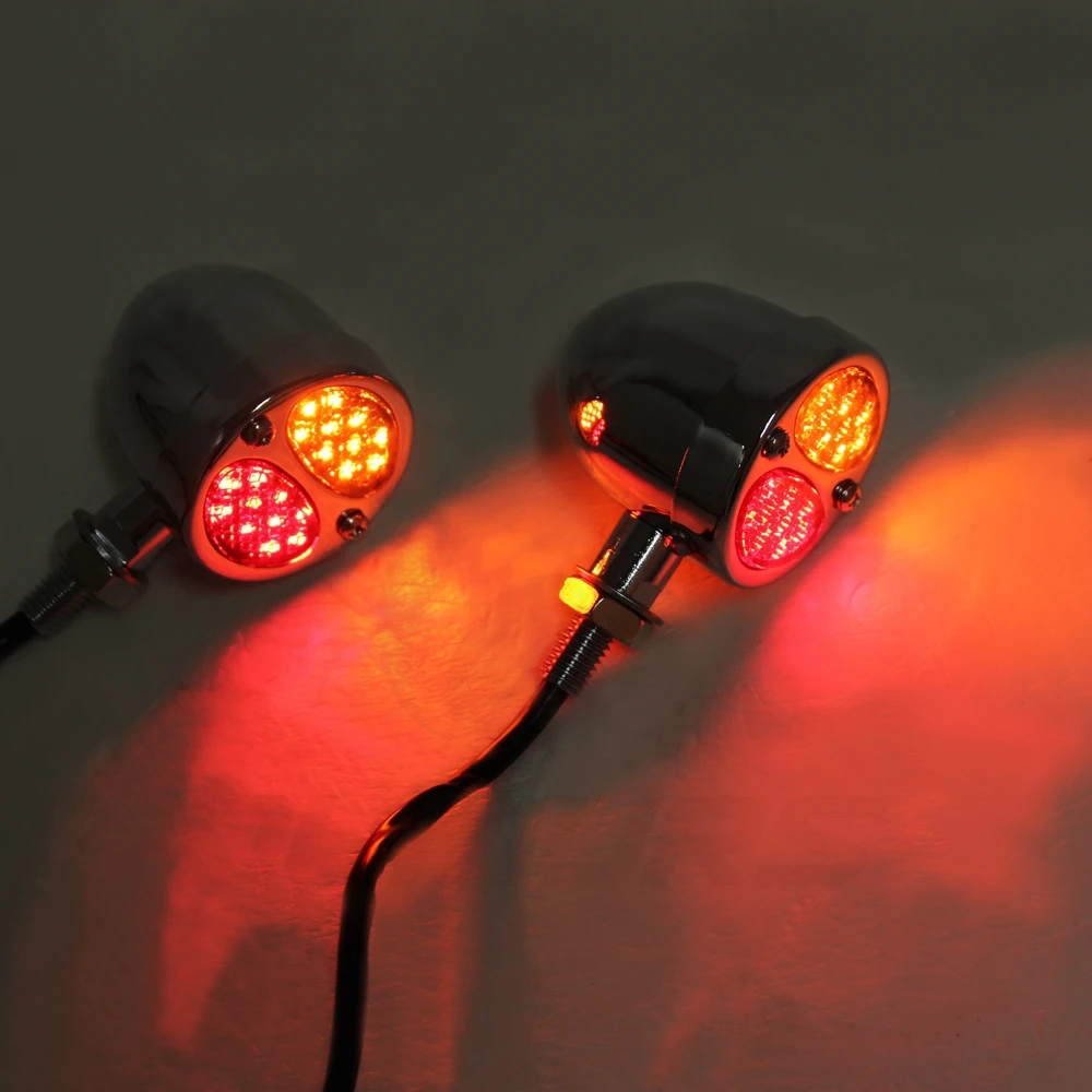 OUMURS светодиодная Хромовая Пуля для мотоцикла черный ходовой стоп сигнал задний