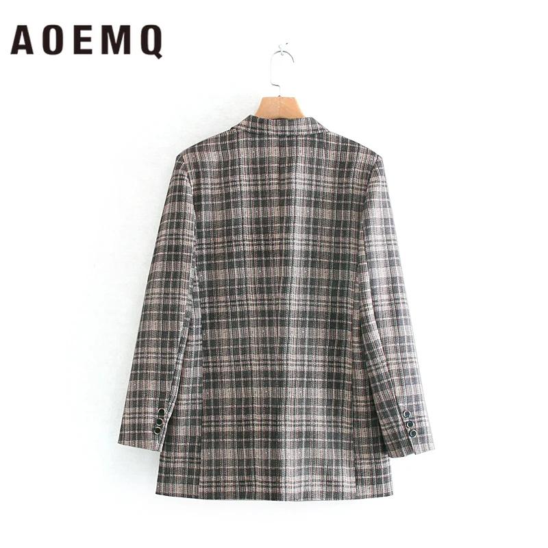 AOEMQ осенняя модная куртка для взрослых темно-серая в полоску пальто с отложным