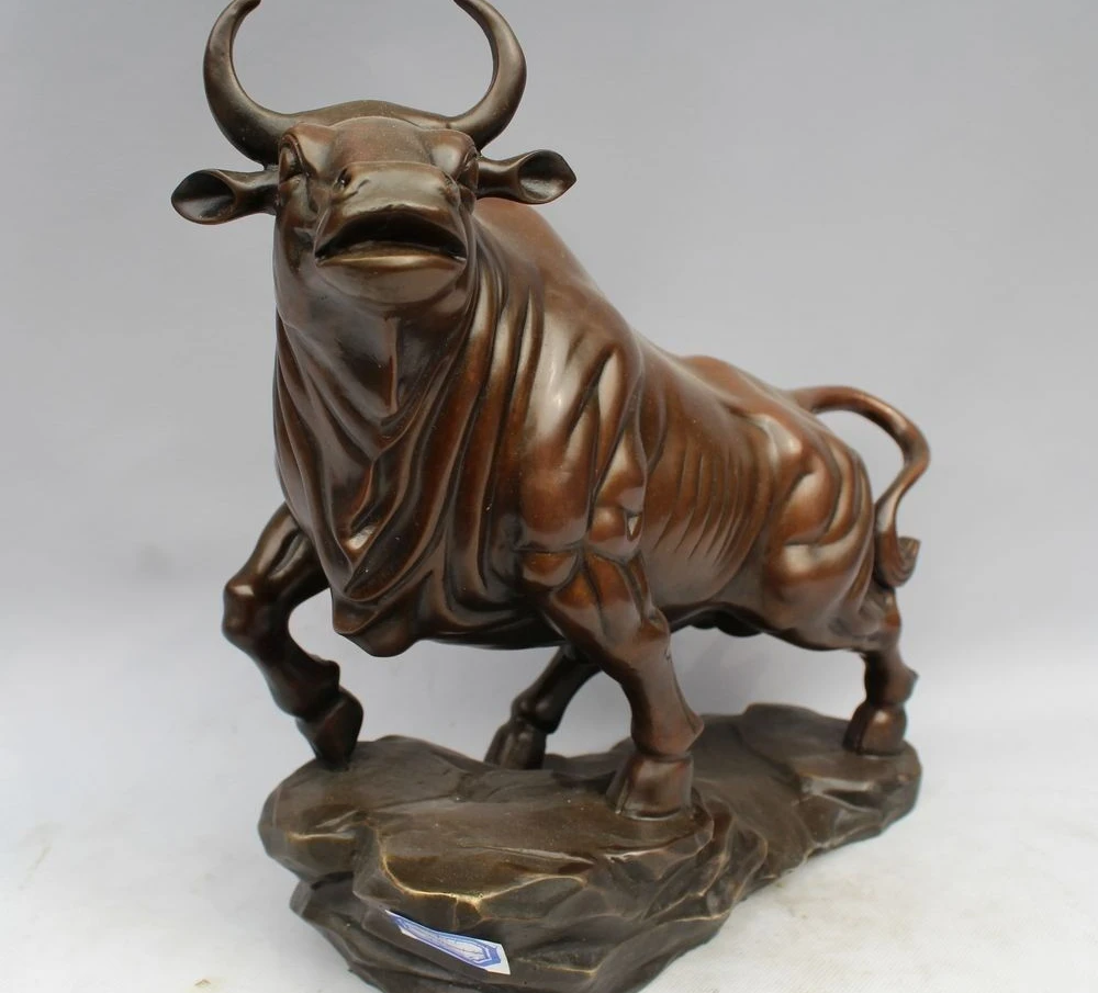 Китайское искусство медная бронзовая скульптура животное быка коровы статуэтка