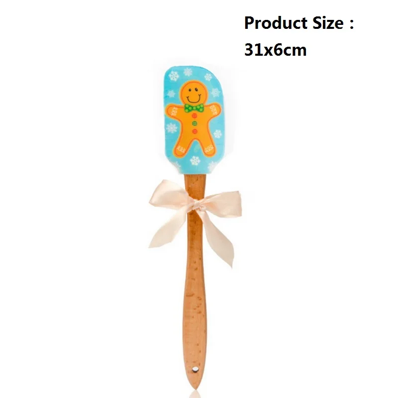 Kitchen 31x6cm Food Grade Silicone Butter Scraper Christmas Patterns Baking Tools Wooden Handle Cake Cream Mixing Cutter | Дом и сад