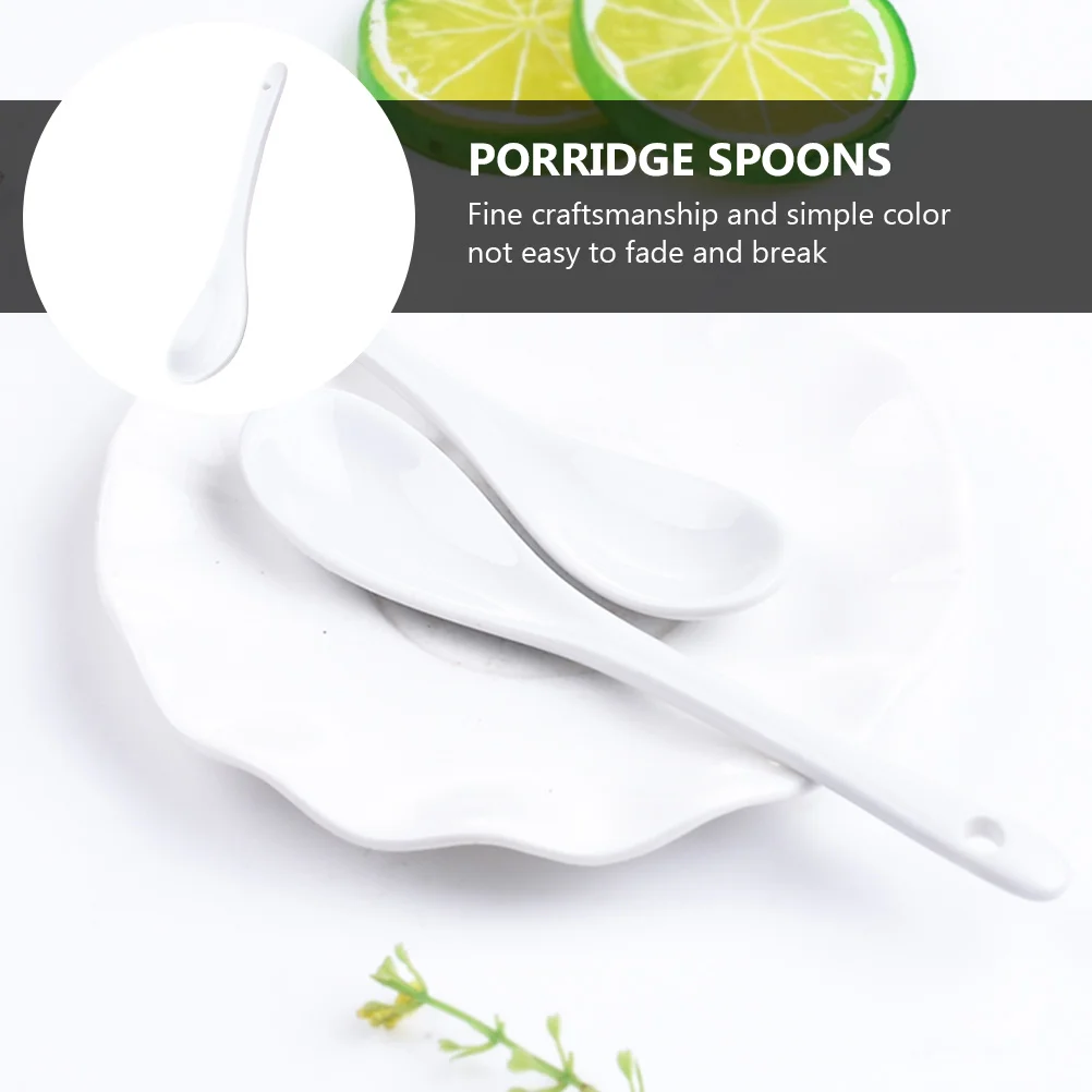 10 Pcs Simple Honey Spoons Exquisite Soup Multipurpose Egg (White) |
