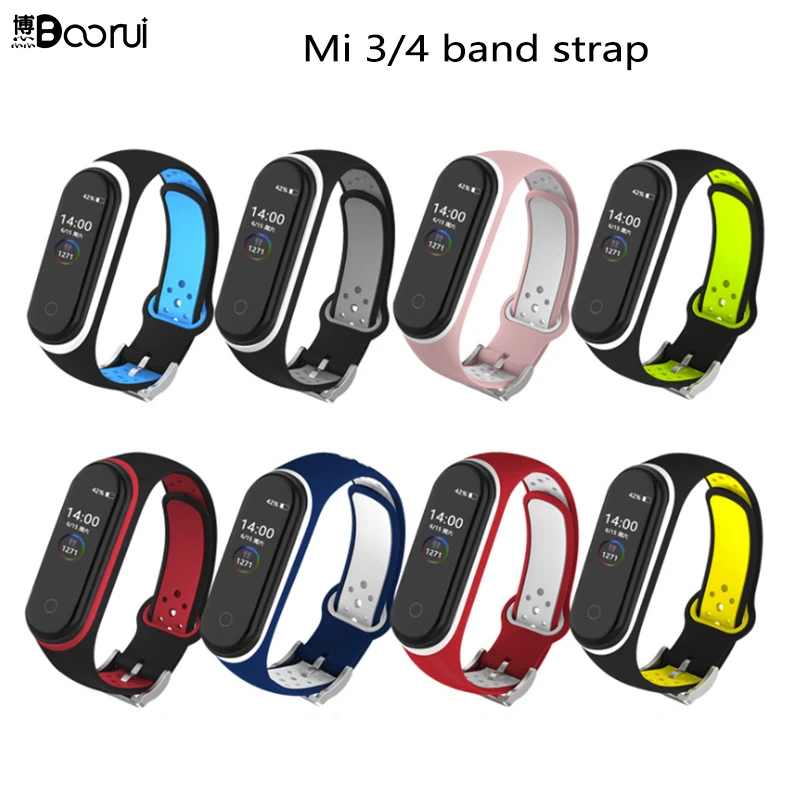 BOORUI mi 3 ремешок цветной band 4 Спортивная Пряжка силиконовая Замена для Xiaomi Mi