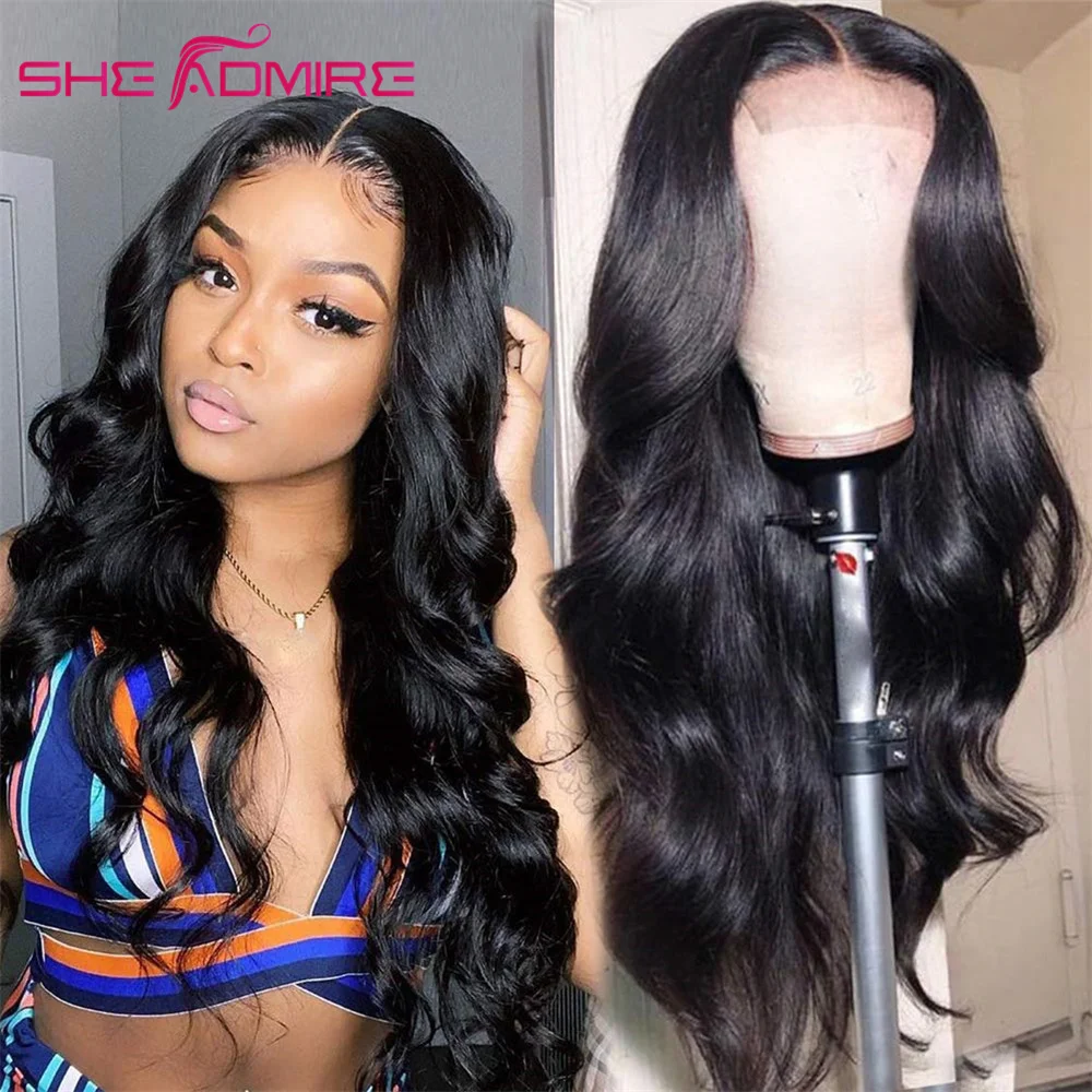 Body Wave Wig Human Hair Wigs For Black Women She Admire 32 40inch Remy Natural Color Peruvian Transparent 5x5 Lace Closure Wigs