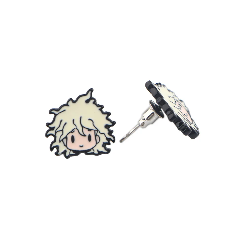 Аниме игры Danganronpa V2 эмаль металлический маленькие серьги Kawaii цифры Monokuma Nagito Komaeda