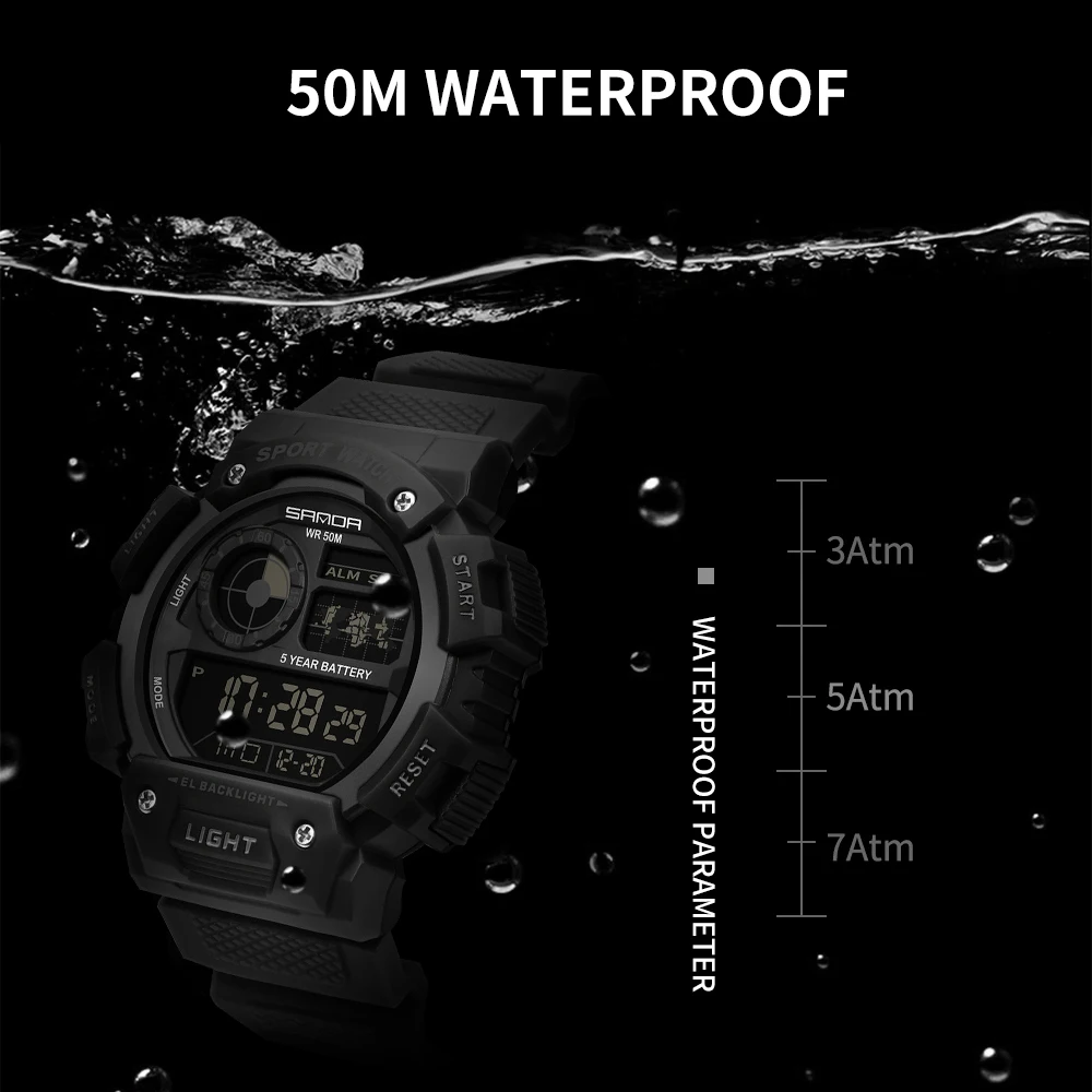 SANDA 2021 Для мужчин наручные часы спортивные военные многофункциональные