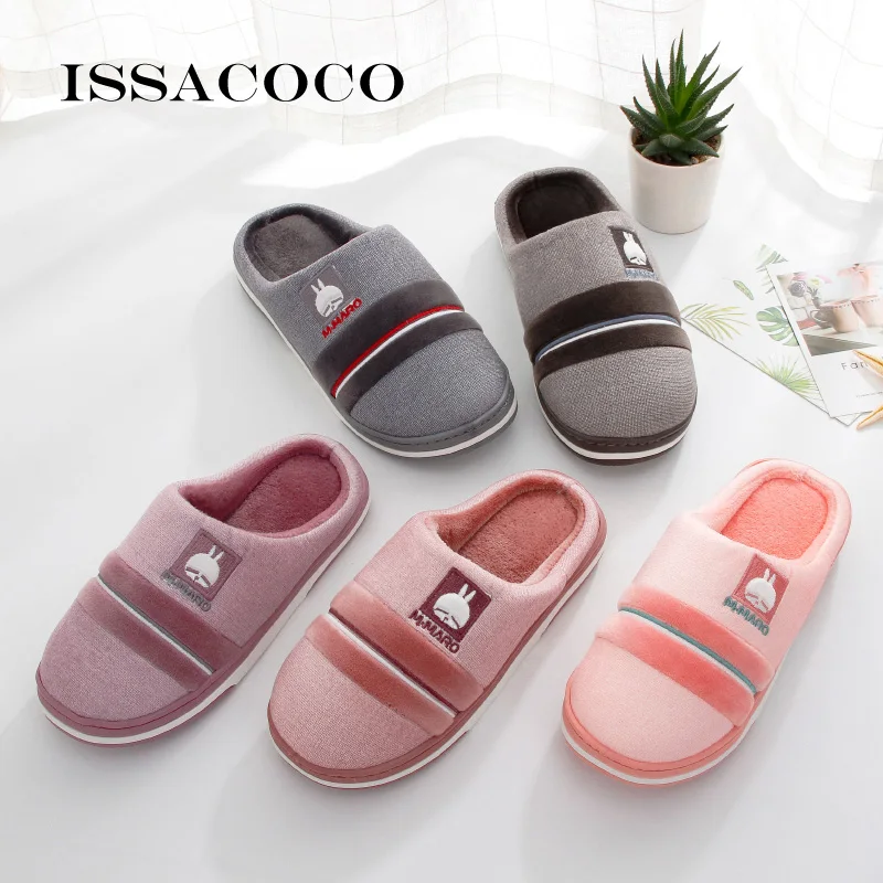 ISSACOCO/зимние тапочки; мужские Нескользящие хлопковые плюшевые теплые домашние тапочки; мужские домашние тапочки на плоской подошве; мужские тапочки; Pantuflas