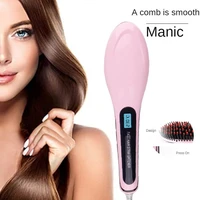 hair straightener ceramic electric professional curler brush perm straight hair pink hot comb cepillo alisador de cabello