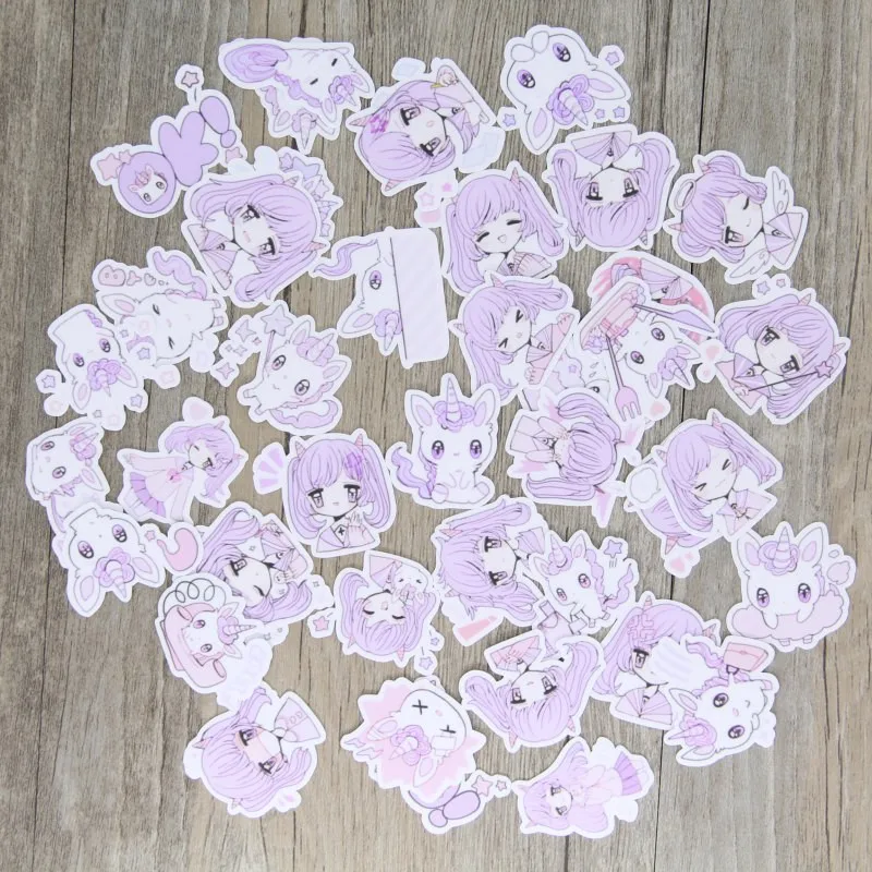 Новинка 40 шт. милые единороги и девушки для телефона Автомобильная этикетка