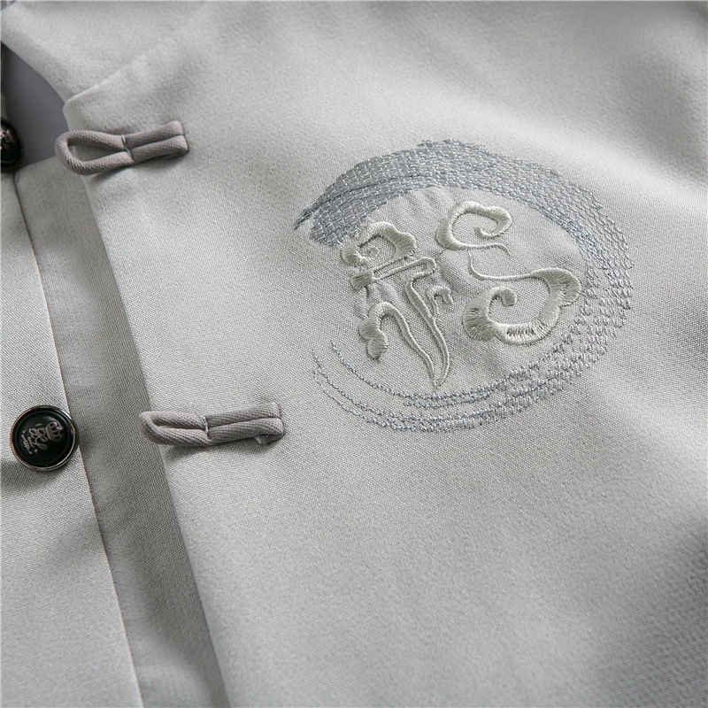 Бело-белая традиционная китайская одежда для мужчин Чжуншань фу вышитые костюмы