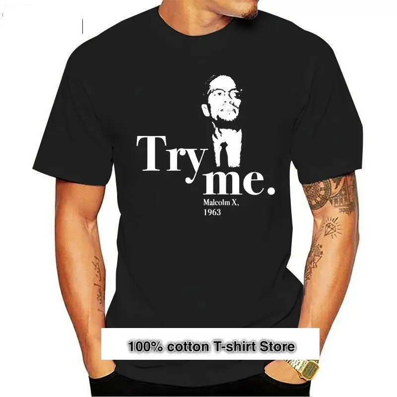 

Camiseta de манга corta para hombre y mujer, camisa de манга corta, с принтом в рубчик, de Malcom X, 1963