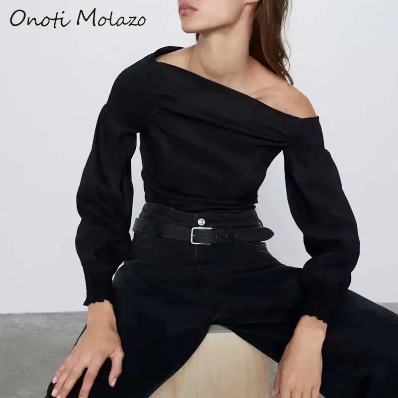 Женская офисная блузка с открытыми плечами Onoti Molazo элегантные вечерние топы