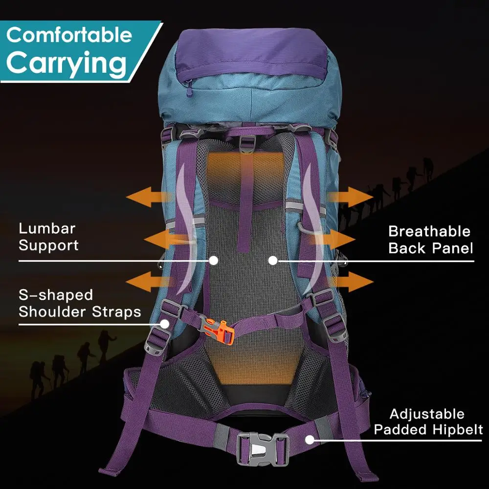 60L внутренний раме походный рюкзак прочный с дождем для активный отдых