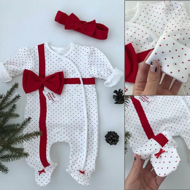 Emmababy Toddler Baby Girl Boy Christmas Romper Jumpsuit Hat Autumn Winter Outfit Clothes