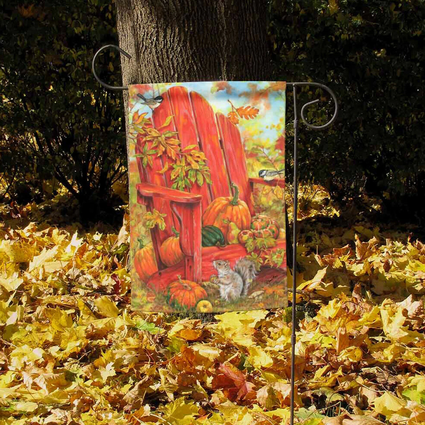 

12.5'' x 18'' Pumpkin Squirrel Banner Happy Fall Flag Festival Decoration Banner