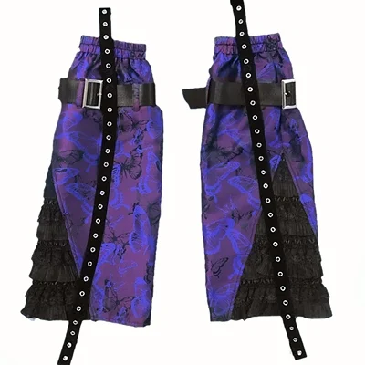 

Gothic Lolita Dress Cool Girl Purple Dark Magic Falbala Goth Lace Design Vintage Punk Belt Lace Legging Cartoon Cosplay Cos