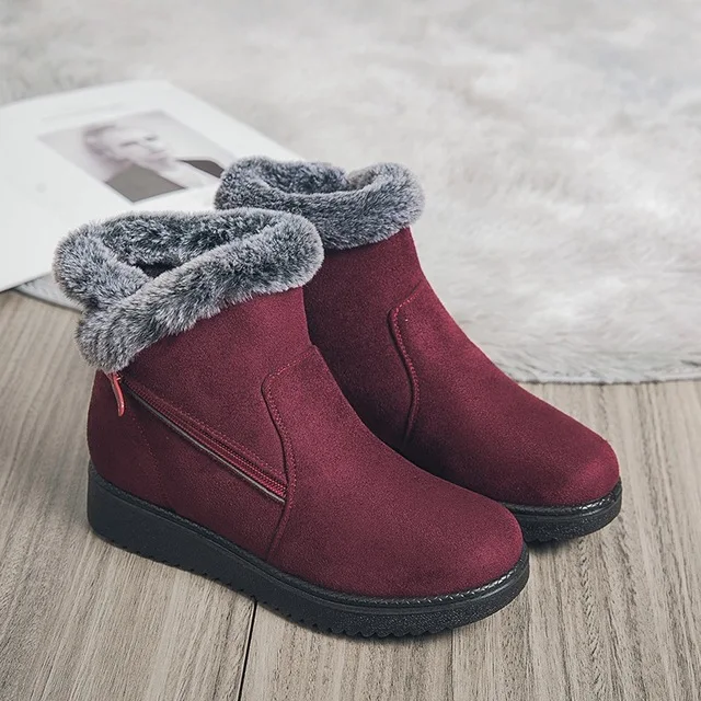 

2020 Winter Snow Boots, Women's Extra Velvet Thick Boots Large Size Casual Zipper Cotton Shoes Short Barrel Non-slip Shoes