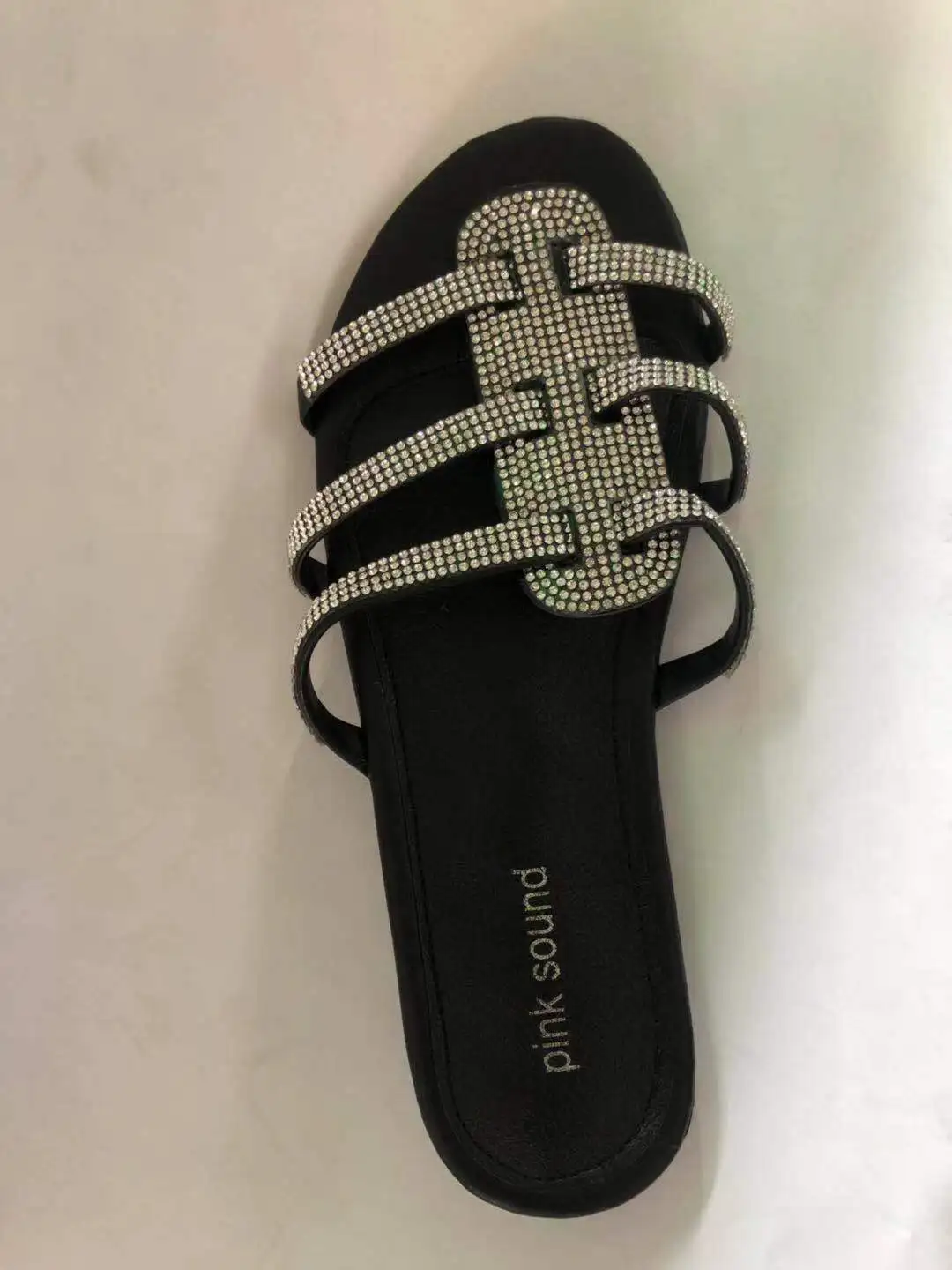 

Women Summer Flat Slippers Rhinestone Shoes Open Toe Black Non-slip Slides Roman Beach Sandals Ladies Sexy Flip Flops Fashion