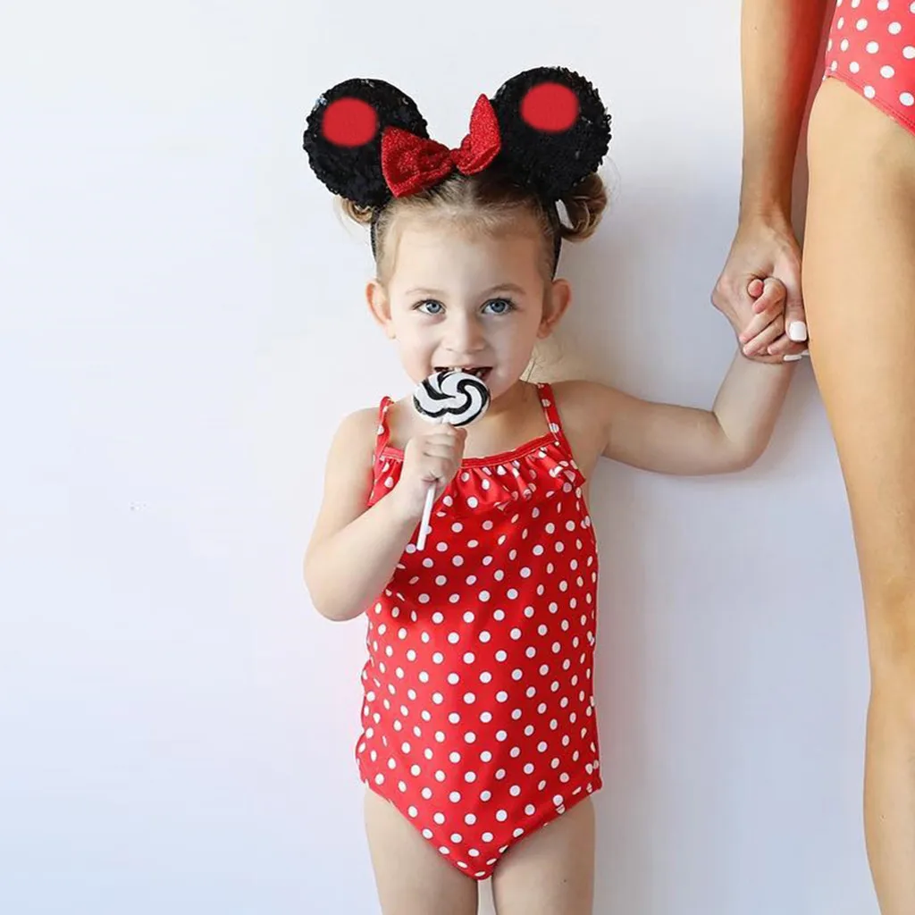 Детский купальник с рюшами без рукавов в горошек | Детская одежда и обувь