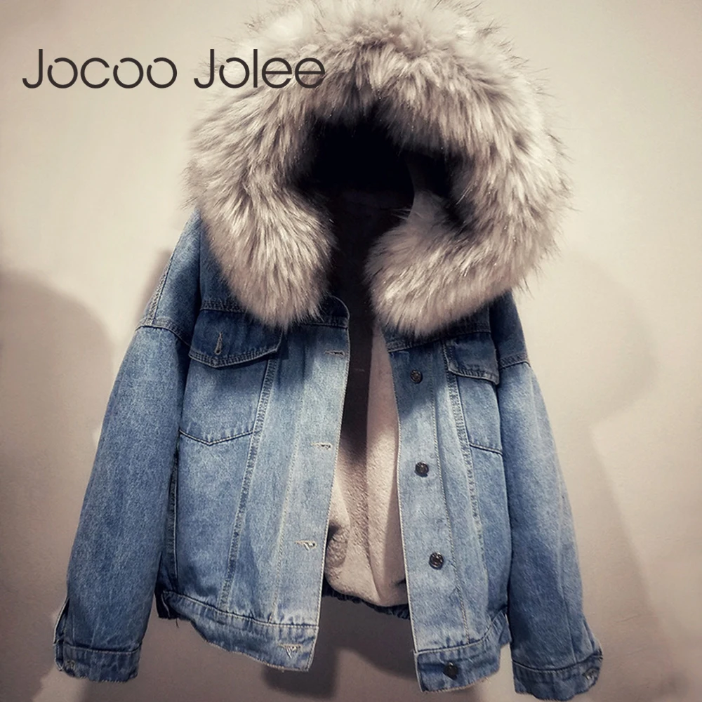 Женская зимняя джинсовая куртка с капюшоном Jocoo Jolee|Женские куртки| |