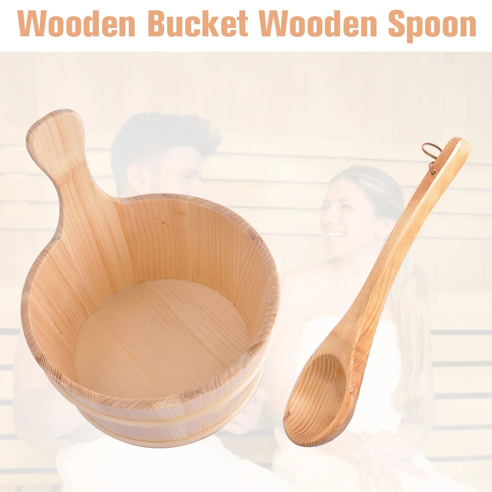 

Bathroom Natural Sauna Bucket Wooden Spoon With Lined Portable Wooden Skin Weight Loss Sauna Tool Supplies