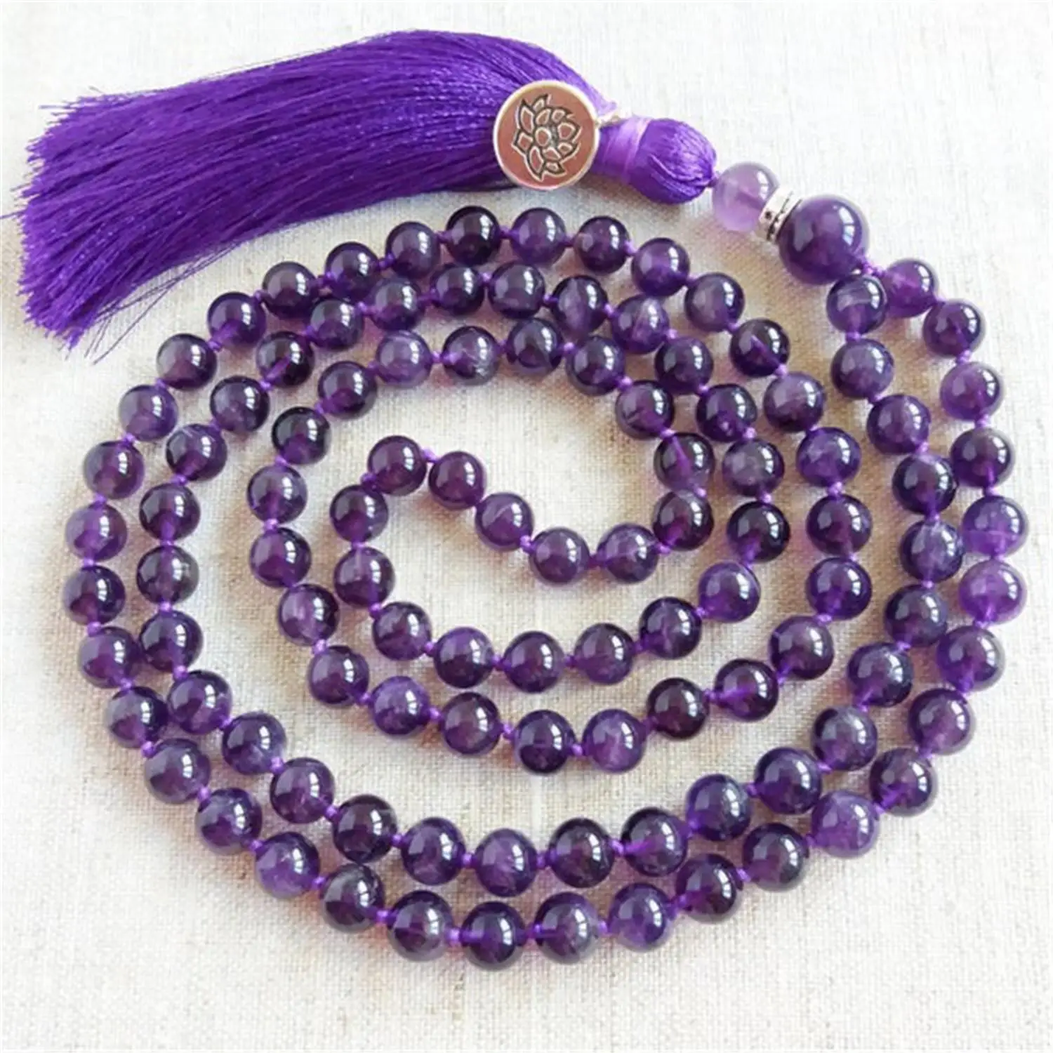 8 мм 108 мала камень бусины ручной работы кисточкой ожерелье браслет чакра Spiritua