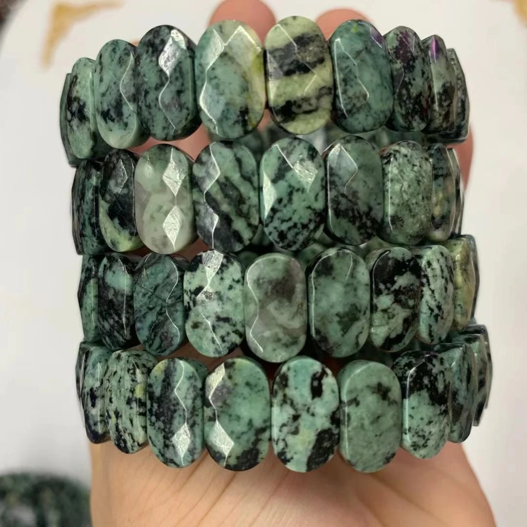 Green Zebra Jasper Stone Beads Bracelet Natural Gemstone Diy Jewelry Bangle For Man For Woman For Gift Wholesale !