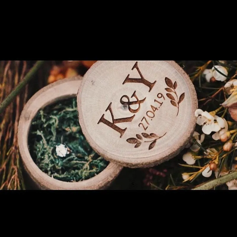 Деревянная шкатулка для обручального кольца в деревенском стиле