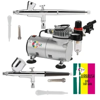 ophir 2 pcs double action airbrush kit with air compressor for nail art model paint air brush cake decorating _ac089ac004ac073