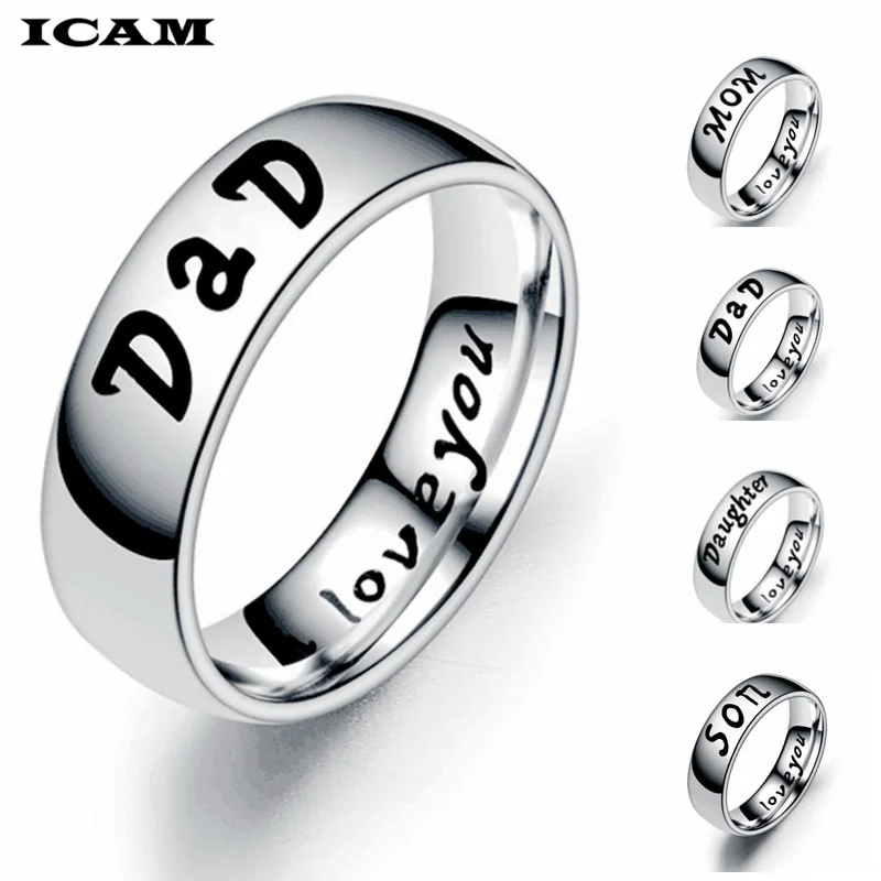 Новое простое украшение ICAM из нержавеющей стали 6 мм для мамы папы и дочери