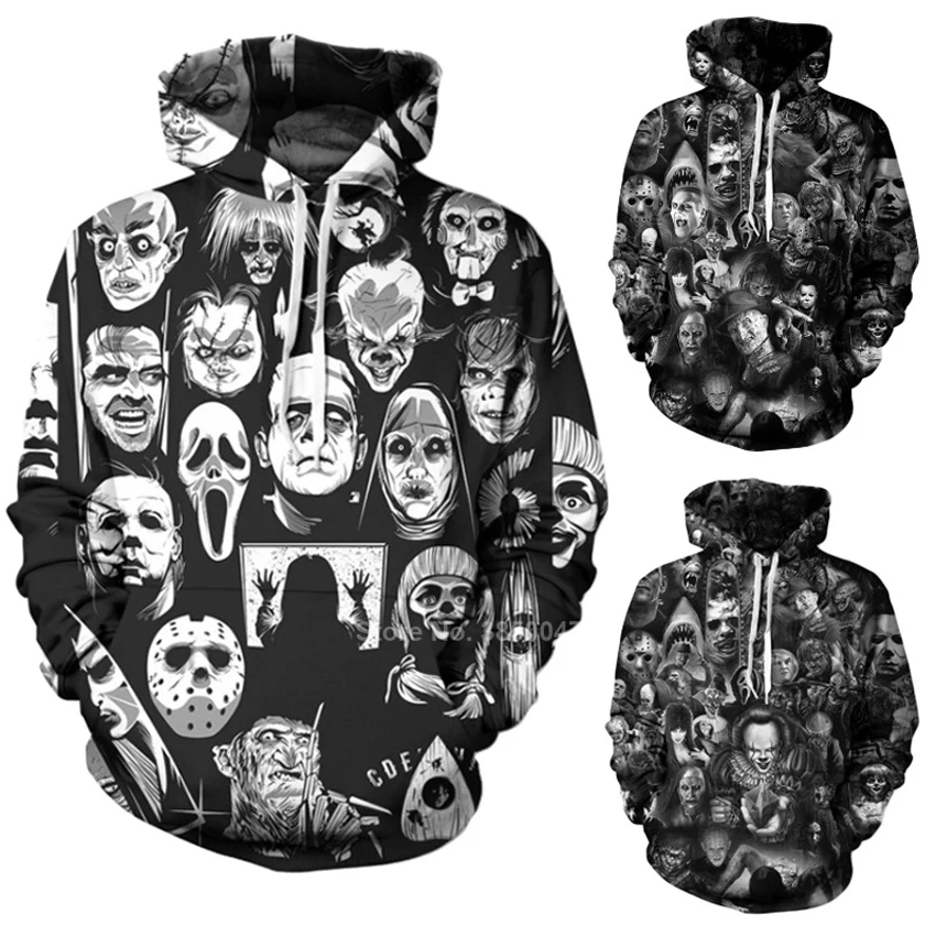Мужские толстовки на Хэллоуин с 3d черепом Женский Мужской свитшот для косплея