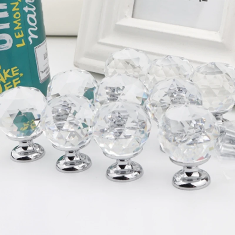 Big deal 30Mm 10Pcs Crystal Ball+Zinc Alloy Furniture Cupboard Wardrobe Cabinet Drawer Dresser Door Pulls Knobs Handles | Обустройство