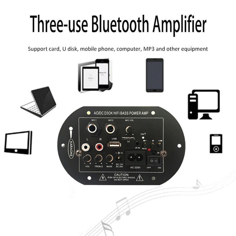 

Цифровой Bluetooth-совместимый усилитель, 8 дюймов, 10 дюймов, 220 В, 12 В, 24 В, плата сабвуфера, двойной микрофон, усилитель для караоке