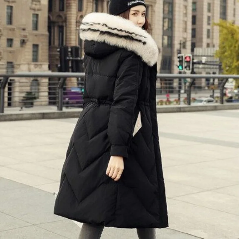 Женские Длинные парки в полоску с капюшоном и карманами повседневные теплые