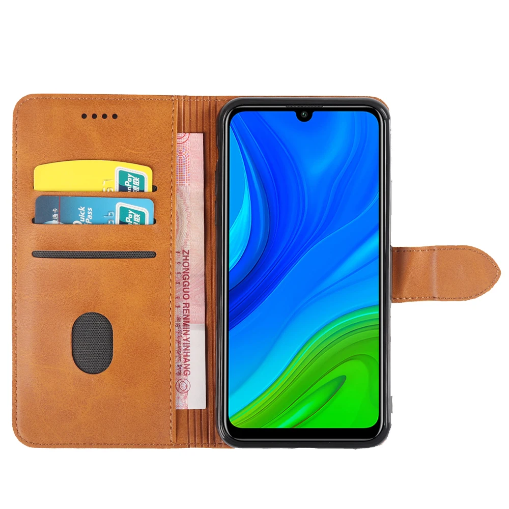 

NINY For Huawei P Smart 2020 Phone Case Luxury Compact Cover Case Plain Leather Wallet Leather Case with Front Buckle Shockproof