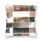 Роскошный чехол для подушки из воловьей кожи с лоскутной текстурой для дивана бархатный кожаный чехол с животным мехом декоративный чехол для подушки