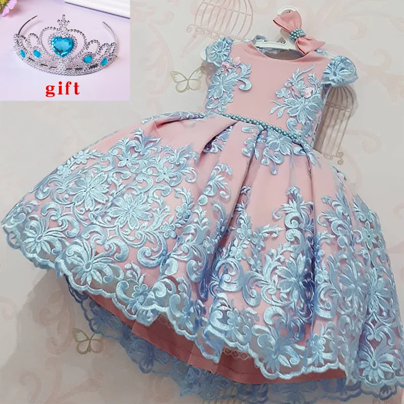 as picture Сказочное платье принцессы для девочек; кружевное платье-пачка с цветочным рисунком; вышитый мяч; Одежда для маленьких девочек; детское платье для свадебной вечеринки - Цвет: as picture