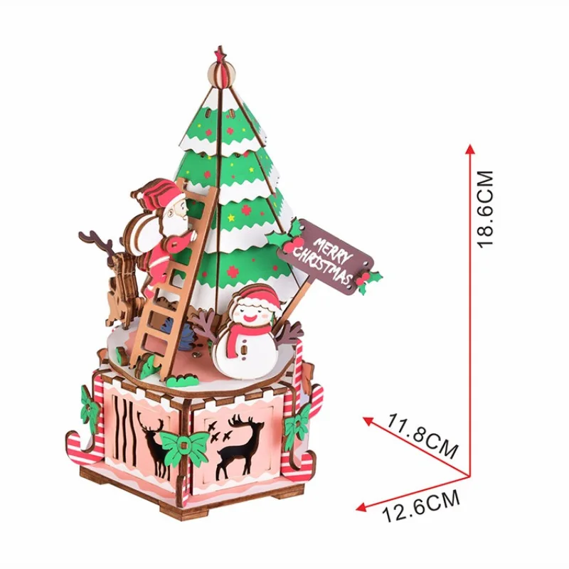 Музыкальная шкатулка с автоматическим вращением 3D деревянная трехмерная