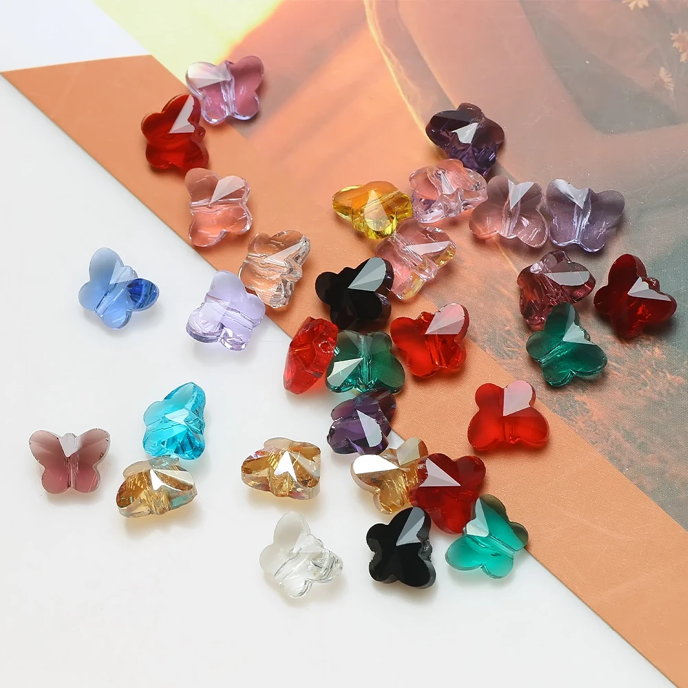 

ZHUBI Crystal Pendant Jewelry Findings 10/14mm Glass Butterfly Shape Loose Beads For Clothing Or Jewelry Design