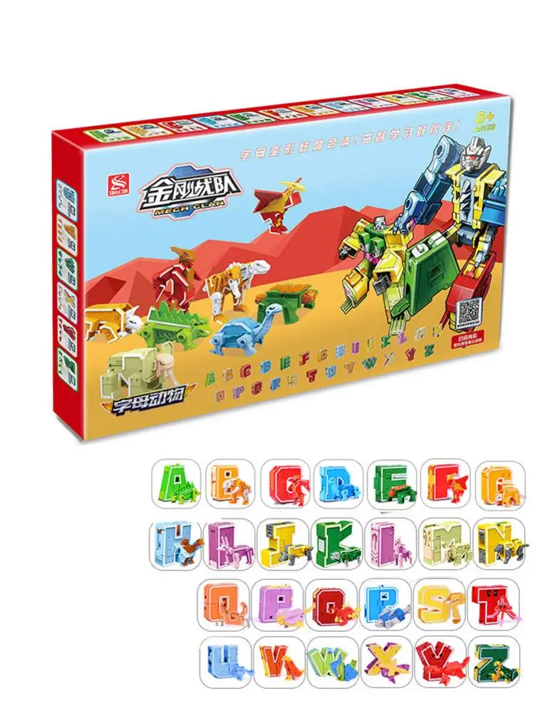 26 букв Алфавит деформация робот Creativees Животное Динозавр фигурки Трансформация