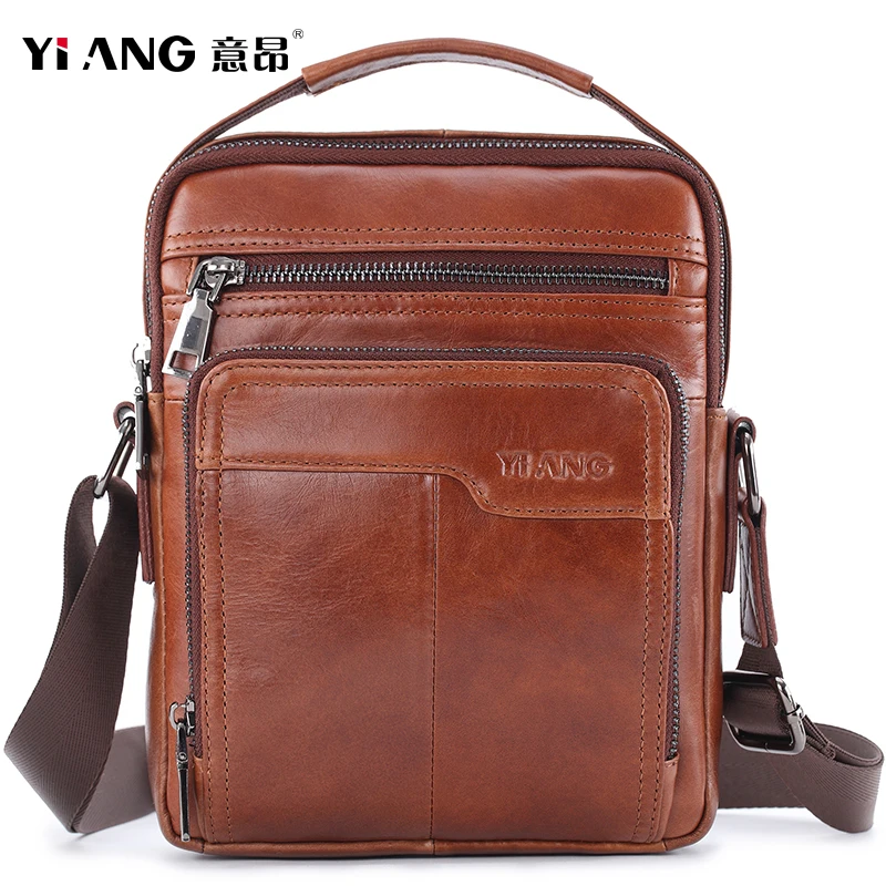 Сумка-мессенджер мужская из натуральной воловьей кожи маленький саквояж на
