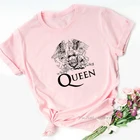Футболка женская с принтом рок-группы Queen, Винтажная футболка с Фредди и ртутным принтом, эстетическая одежда, летний топ, женские розовые футболки с графическим принтом